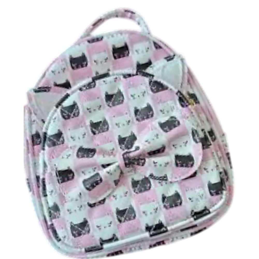 Pink Cats Bow Mini Backpack‎ Purse Cute Kawaii Small Bookbag Travel Bag